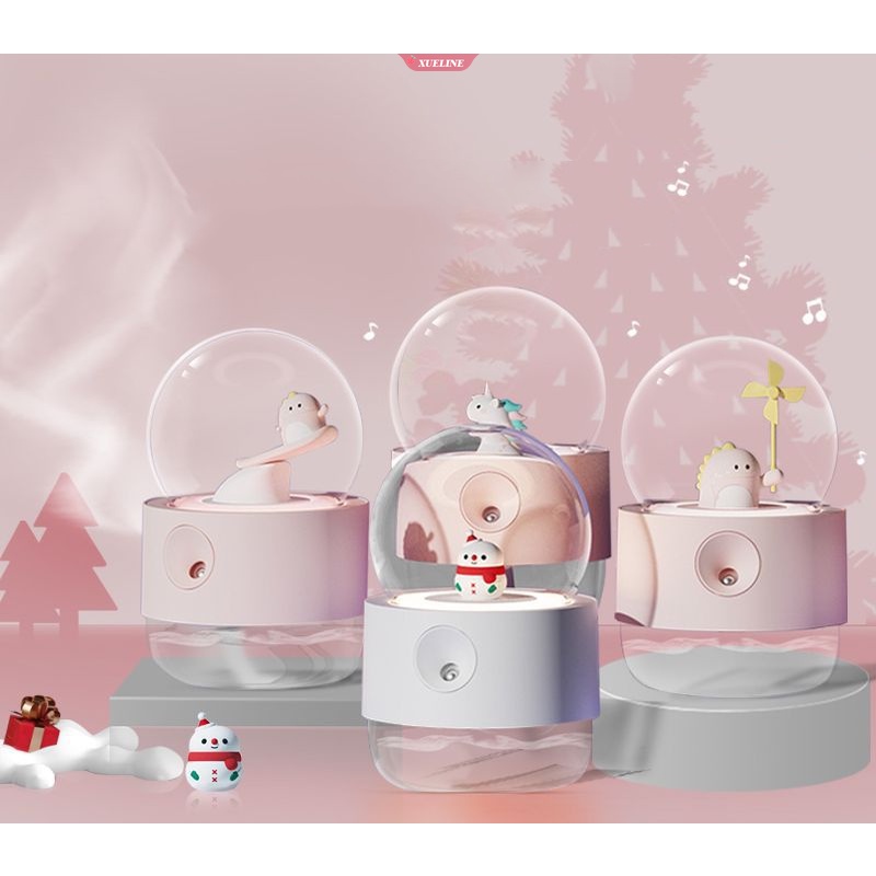 Xiaomi Rotating music ball humidifier Kartun Lucu cute pet Kecil snowman Kecil Dinosaurus interior music box Pelembab Air [ZXL]