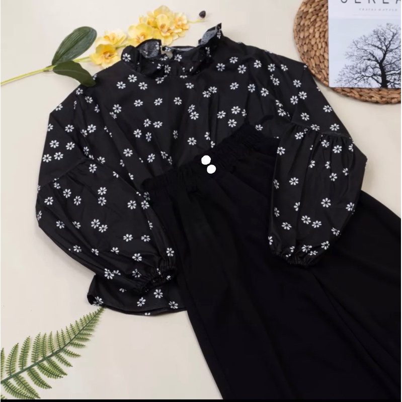 BEFAST - ZRD OOTD WANITA SETELAN TASI / SETELAN BYTHA / Oneset Wanita Keluaran Terbaru / Fashion Kekinian Remaja ABG / Setelan Atasan Lengan Panjang Motif+Celana Panjang Polos / Outfit Wanita Kerja / Pakaian Casual Wanita