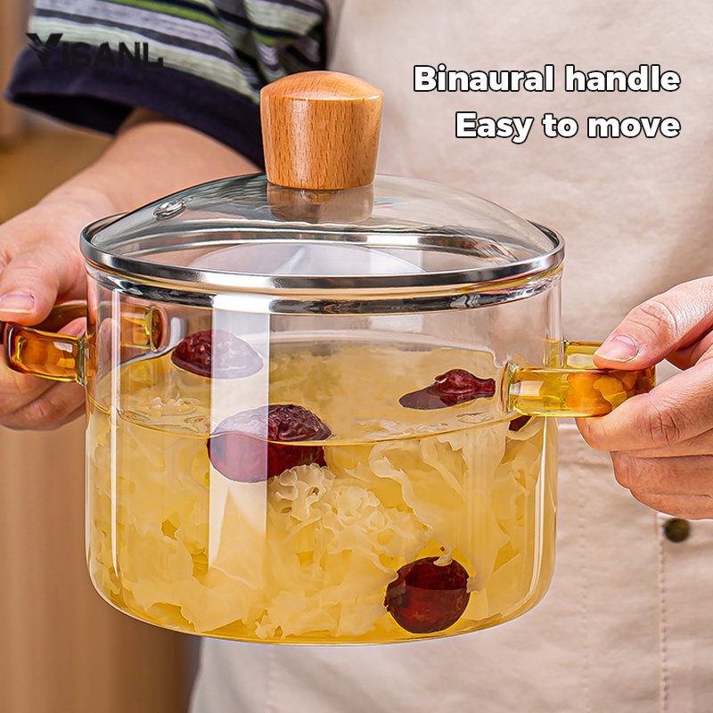 Cups Pot Panci Masak Stewing Soup Pot / Transparant Anti Api Anti Panas Borosilicate  / Mangkuk Mie Siswa Yang Lucu