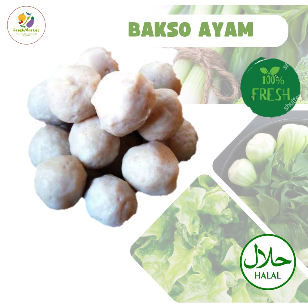 

Bakso Ayam Segar 1 palstik 100% halal Freshmarketlampung