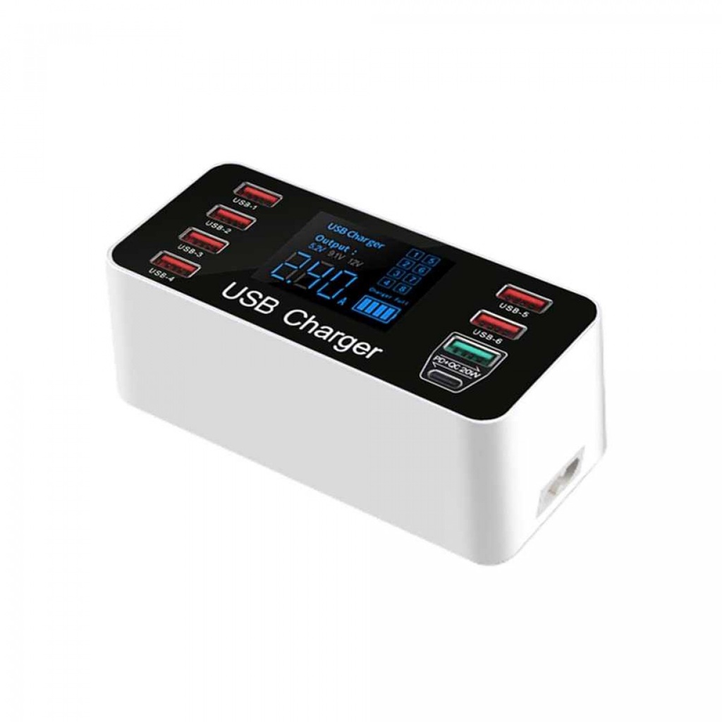 USB Hub Type C 8 Port USB PD Quick Charging Smart Display 40W