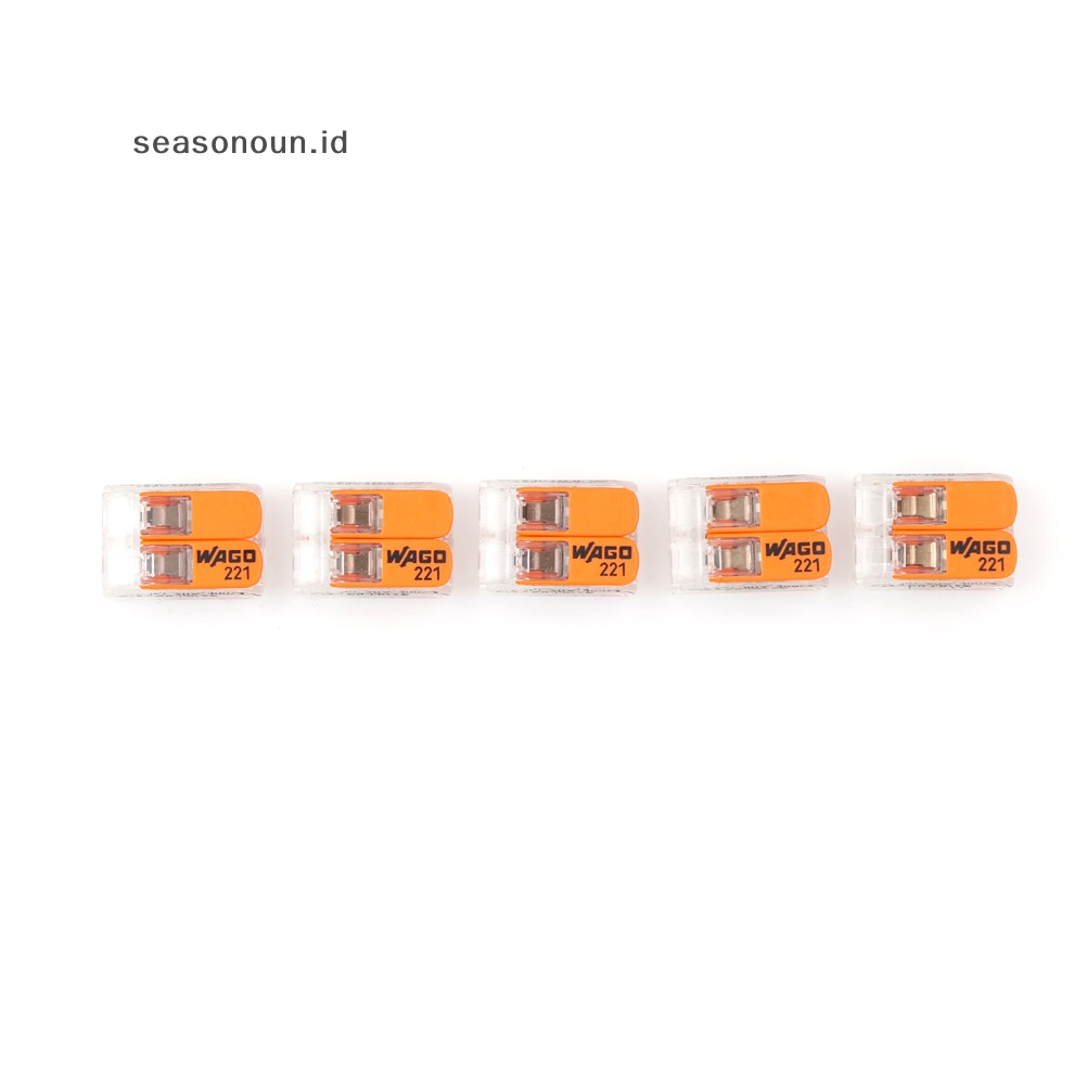 Seasonoun Hot 5Pcs Sale Wago 221-412 LEVER-NUTS 2condutor Compact Connector 10pk Kawat Tembaga Junction.