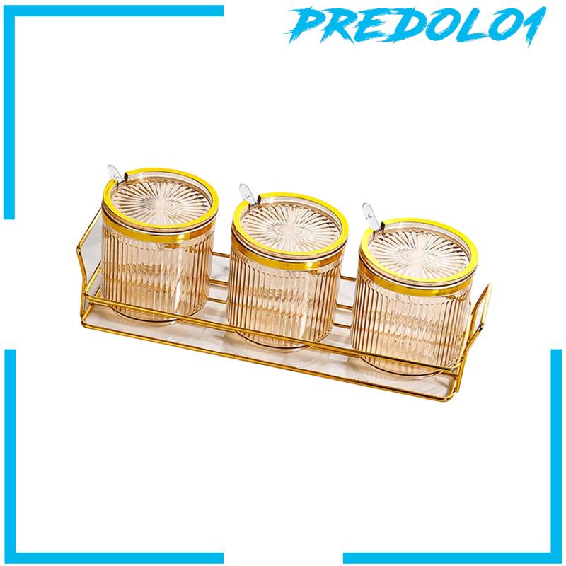 [Predolo1] Condiment Pots Tank Wadah Makanan Dengan Tutup Dan Sendok