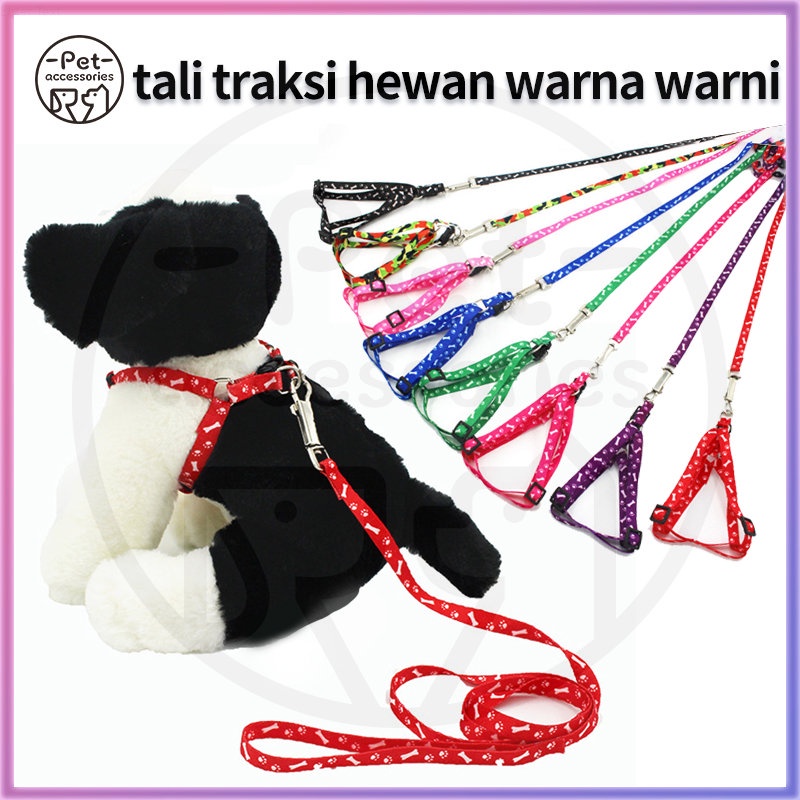 harness kucing warna-warni bermotif bentuk Y tali hewan peliharaan murah aksesoris hewan