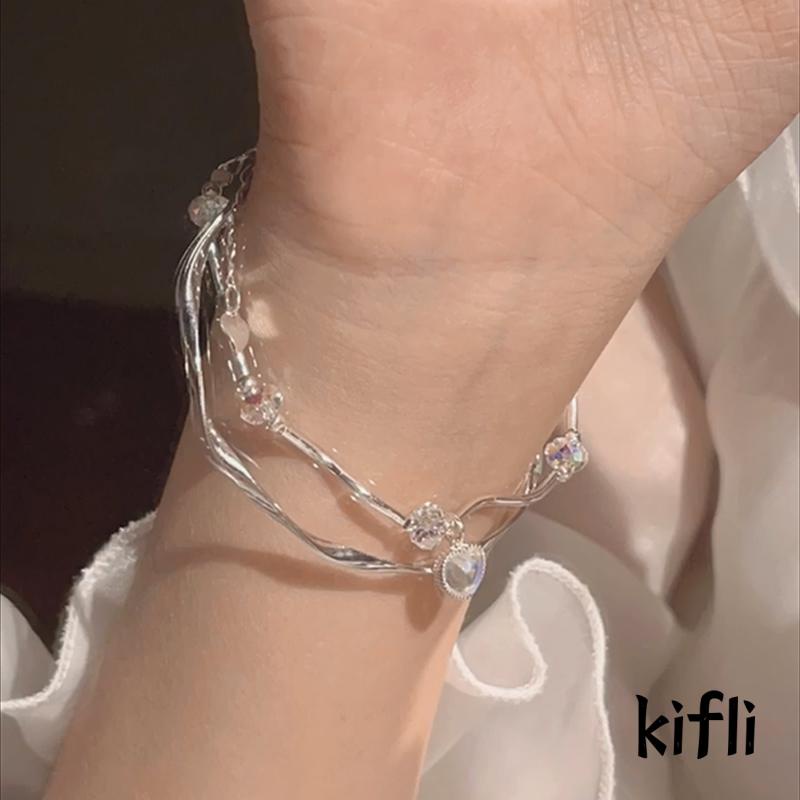 [KD] Moonlight Stone Heart Bracelet Gelang Temperamen Sederhana Rasa Premium Desain Tidak Teratur