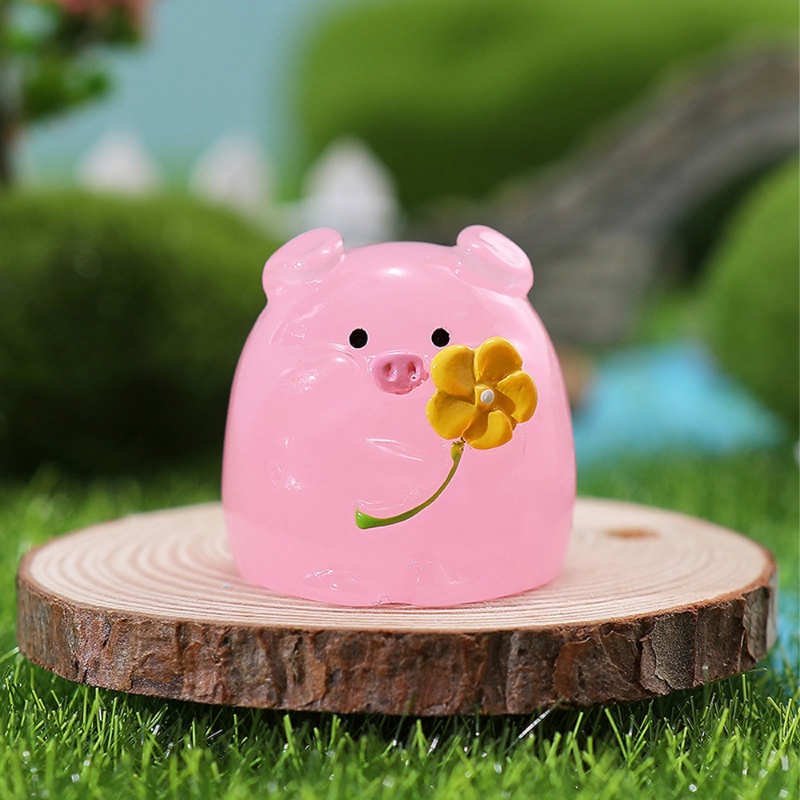 Kawaii Resin Babi Dinosaurus Kelinci Luminous Dekorasi/Mini Bercahaya Dalam Gelap Hewan Ornamen DIY Dekorasi Rumah Kerajinan