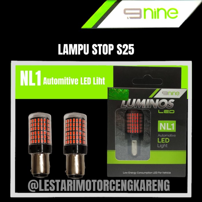 LAMPU STOPLAMP LED LUMINOS SUPER BRIGHT S25 144 LED MOBIL MOTOR - MERAH-NON