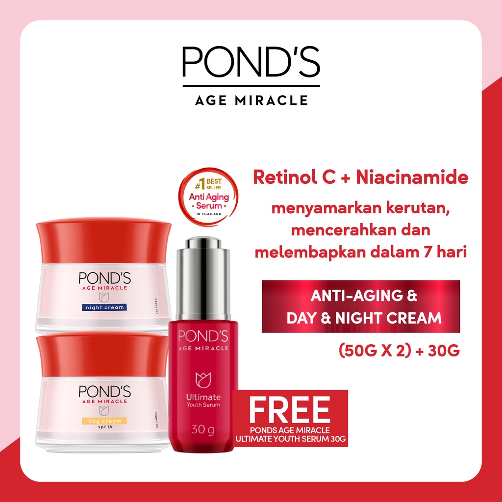 Buy Pond's Age Miracle Day &amp; Night Cream 50g FREE Ultimate Youth Essence 30g