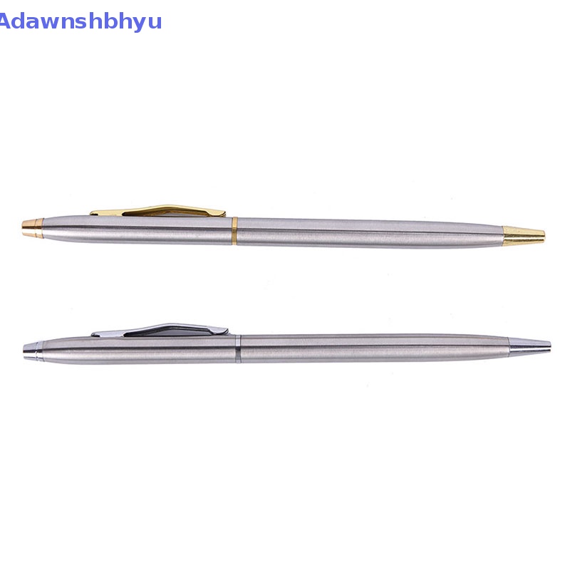 Adhyu 1pc Bolpoin Metal Alat Tulis Stainless Steel Rod Rotag Pen Ballpen ID