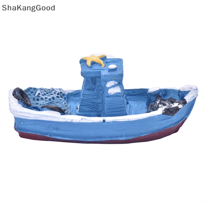 Skid Pop 1pcs Yacht Kapal Nelayan Perahu Miniatur Peri Taman Rumah Rumah Kerajinan Micro Lansekap Dekorasi DIY Aksesoris SKK