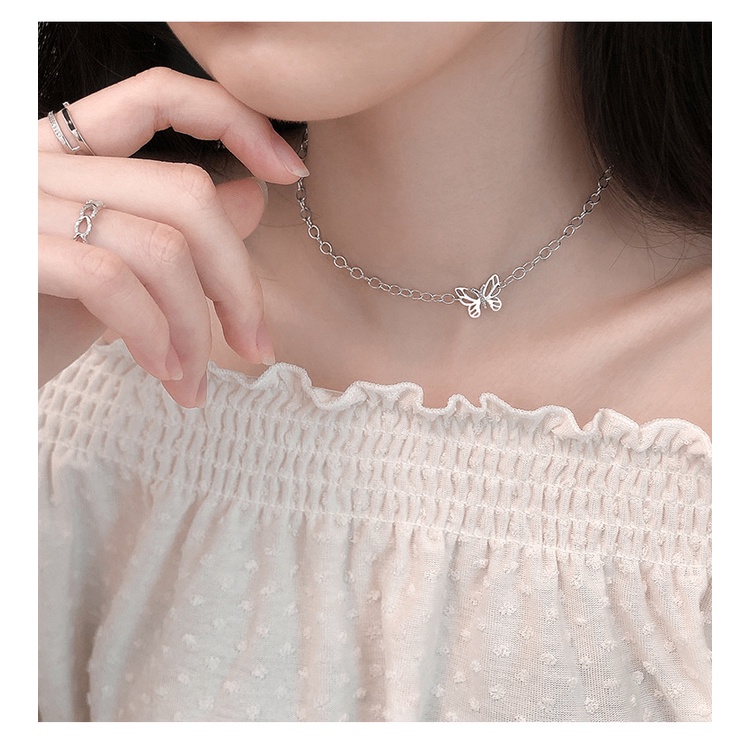 Goldkingdom Fashion Perhiasan Aksesoris Ready Stock Kalung Kupu-Kupu Wanita Tulang Selangka Rantai Kalung Cahaya Mewah High-end Perasaan