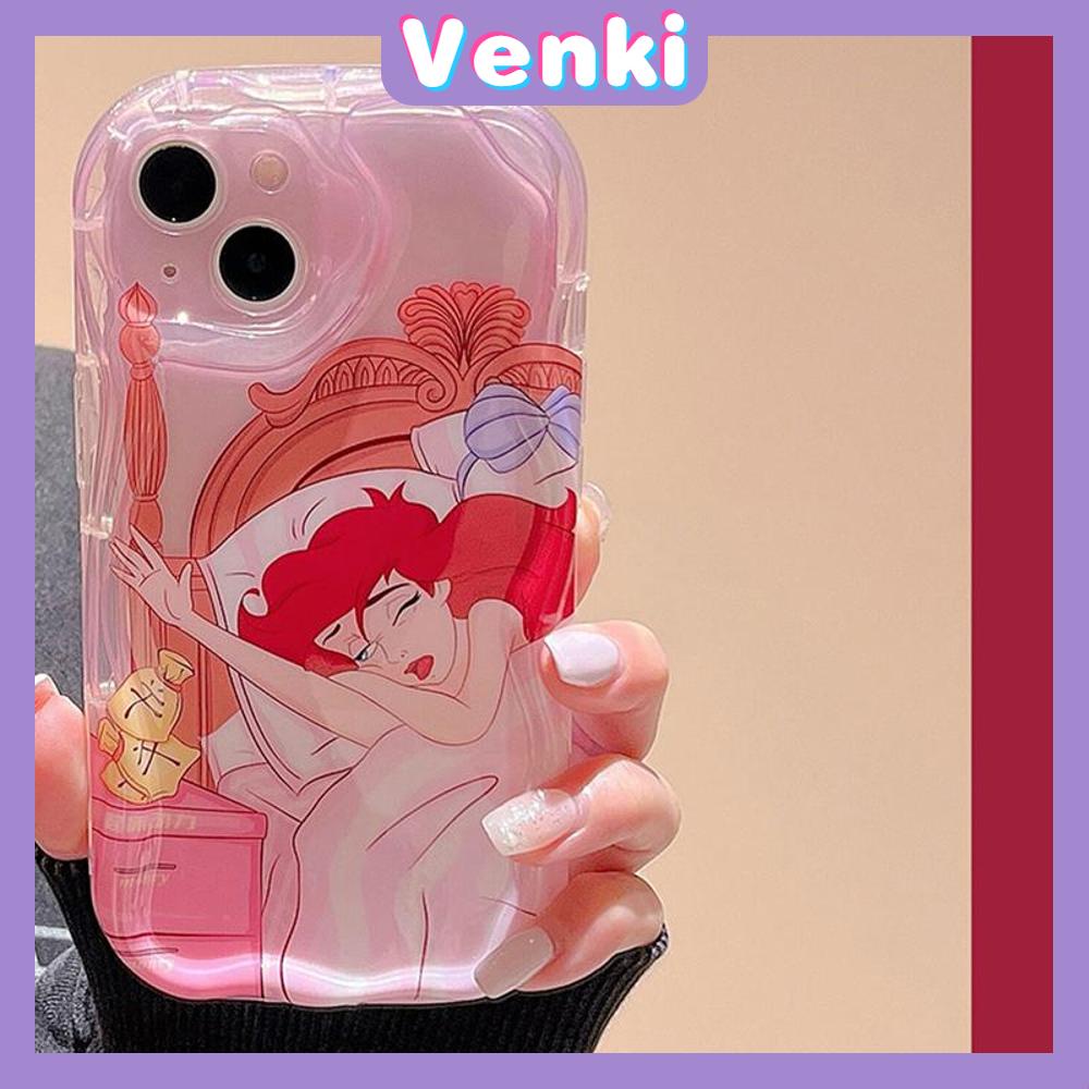 VENKI - For iPhone 11 Phone Case Curved Edge Wave Case Glossy Black TPU Airbag Shockproof Camera Case Cute Cartoon Character Compatible with iPhone 14 13 Pro max 12 Pro Max xr xs