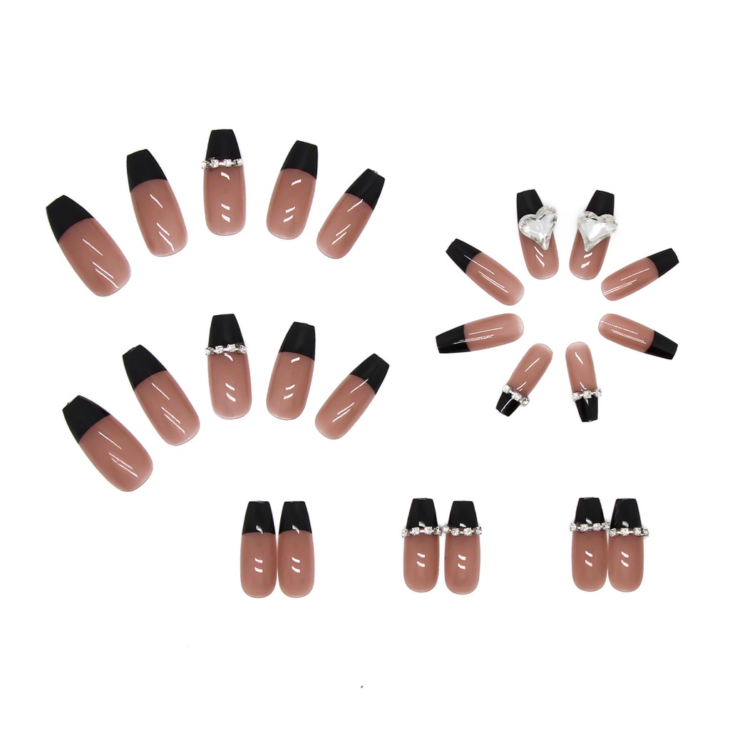 Z193 24Pcs DIY Kuku Palsu French Cool Finger Nail Art Stiker Kuku Palsu