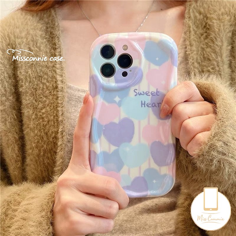 Ins Tinta Lukisan Cat Minyak Cinta Hati Casing Untuk Realme C25 C25Y C33 C35 C21Y C55 C53 C20A5 6 5S 5i 7i C11 C25s C15 C3 C20 C30 C21 C11 2021 C12 C31 C17 3D Wavy Curved Edge Soft Case