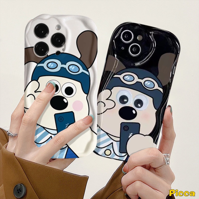 Untuk Vivo Y36 Y20 Y02 Y11 Y15s Y12s Y15 Y21s Y21 Y12i Y20s Y20i Y33s Y12 Y16 Y22 Y17 Y35 Y30 Y50 Y21A Y15A Y91C Y51 Y22s Y91 Couple Kartun Lucu Gromit Dog 3D Wavy Curved Edge Case