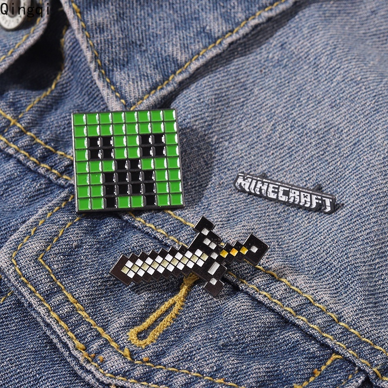 Mosaik Lucu Enamel Pin Kartun Pixel Pikachu Lebah Dinosaurus Bros Lencana Kerah Pin Anime Game Perhiasan Hadiah Untuk Penggemar Anak-Anak