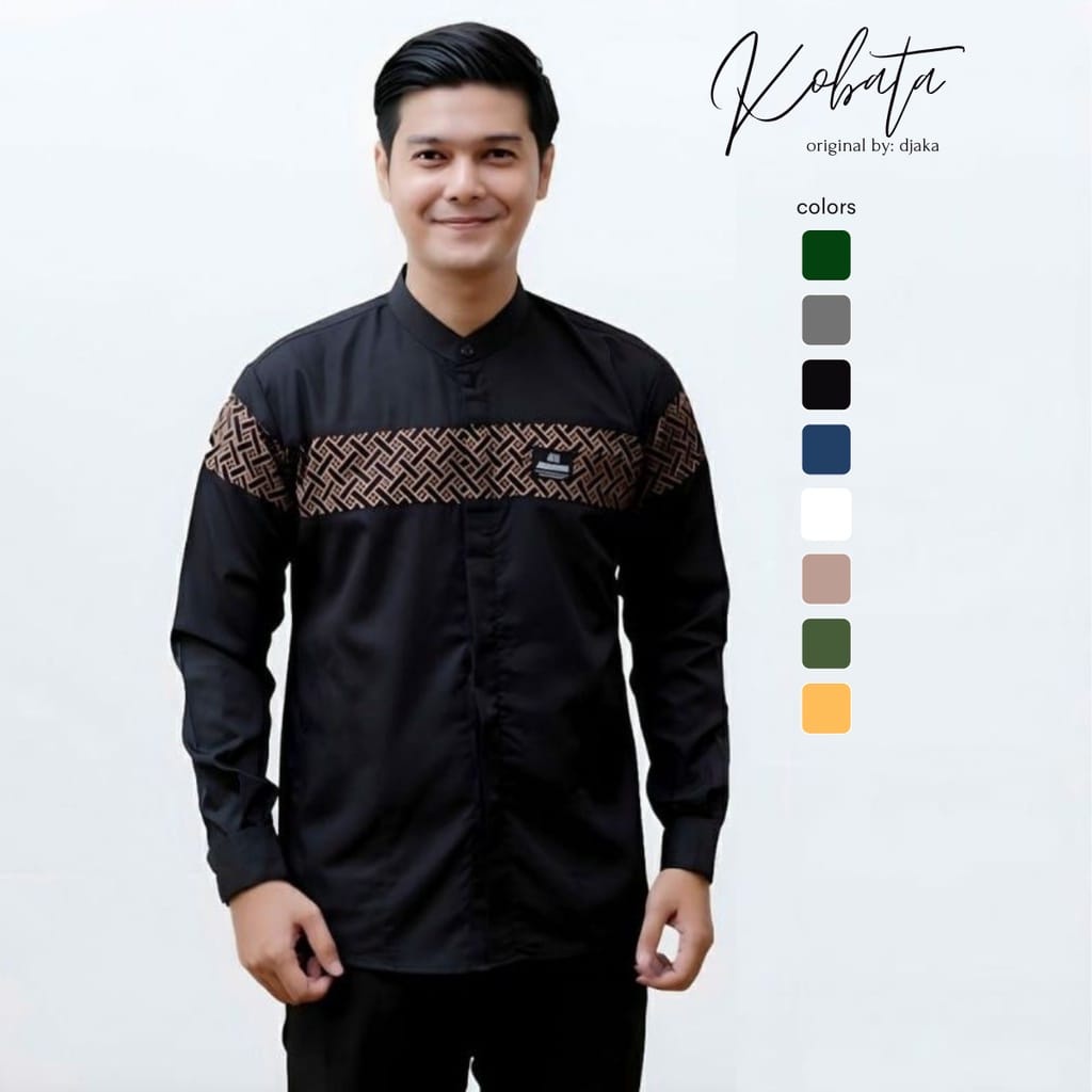 Baju Kemeja Koko Kurta Pakistan Motif Bata Bahan Katun Import