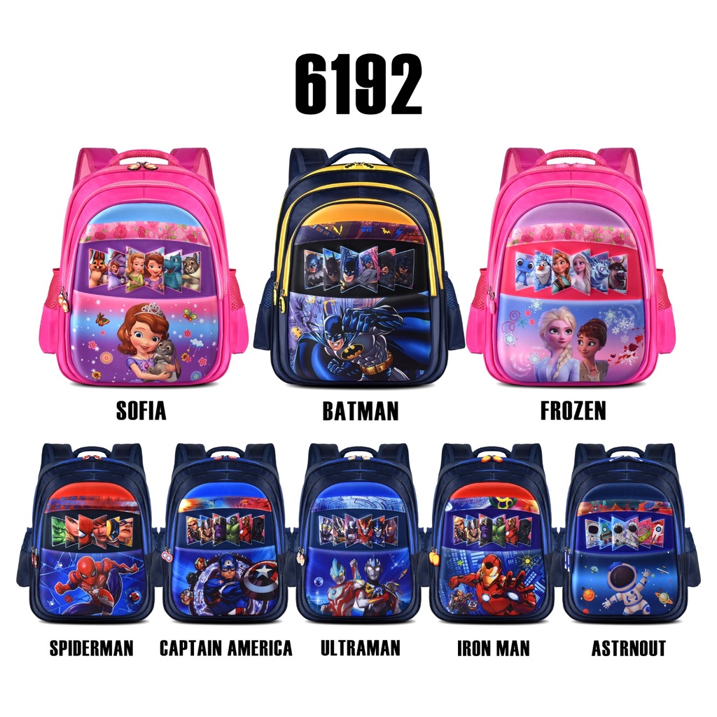 (RF) Tas Ransel Sekolah Cartoon 6192-16 Inch Tas Anak-Anak SD Laki-Laki Dan Perempuan Tas Punggung Cartoon