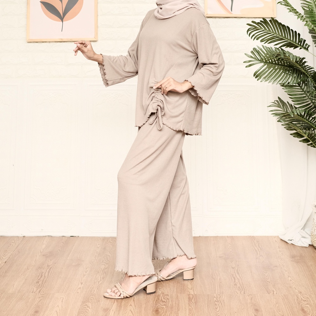 BEFAST - ZNF OOTD WANITA ONESET ASYANA / Namiya Set / Pakaian Casual Wanita Hijab / Fashion Remaja ABG Trendy / Setelan Wanita Model Terbaru / Outfit Daily Wanita / Set Atasan lengan panjang+Celana Kulot Panjang / Oneset Polos Terlaris