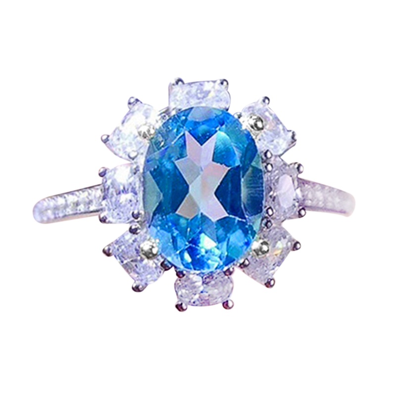 Biru Langit Cerah Cincin Untuk Wanita Berkilau Mewah Pertunangan Pernikahan Band Perhiasan Fashion Aksesoris Perempuan Pesta Baru