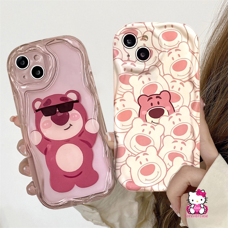 Case Manyo Beruang Strawberry Lucu Untuk Redmi Note10 11s 10s 10Pro Max 11 10Pro Redmi 10C 9C NFC 9T A1 10 9A 9 9C A2 10A POCO M3 3D Wavy Curved Edge Cartoon Soft Back Cover