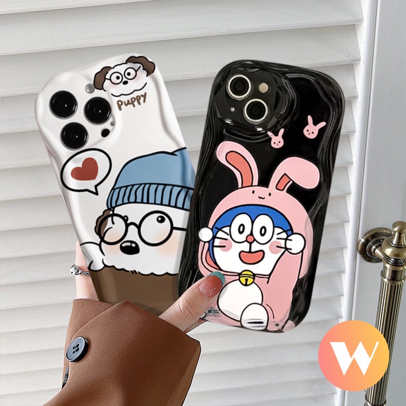 Pasangan Soft Case Untuk Realme C25Y C35 C55 C15 Realme 5 9i 6i 5i 5s 7i C31 C33 C12 C21 C25 C20 C25s C11 C30 C17 C3 C20A C21Y Doraemon Rabbit Cute Puppy 3D Wavy Curved Edge Cover