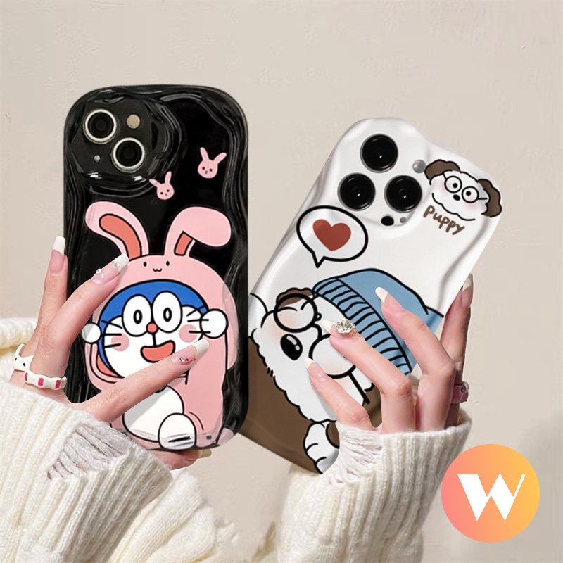 Pasangan Soft Case Untuk Realme C25Y C35 C55 C15 Realme 5 9i 6i 5i 5s 7i C31 C33 C12 C21 C25 C20 C25s C11 C30 C17 C3 C20A C21Y Doraemon Rabbit Cute Puppy 3D Wavy Curved Edge Cover