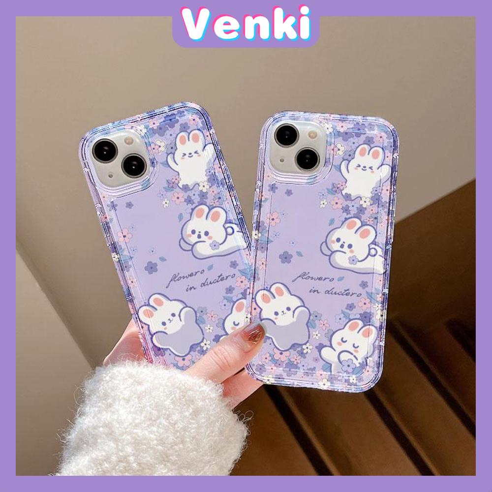 VENKI - For iPhone 11 Case Clear Phone Case TPU Soft Case Airbag Shockproof Protection Camera Cute Flower Bunny Compatible with iPhone 14 13 Pro Max iPhone 12 Pro Max XR XS 7 8Plus