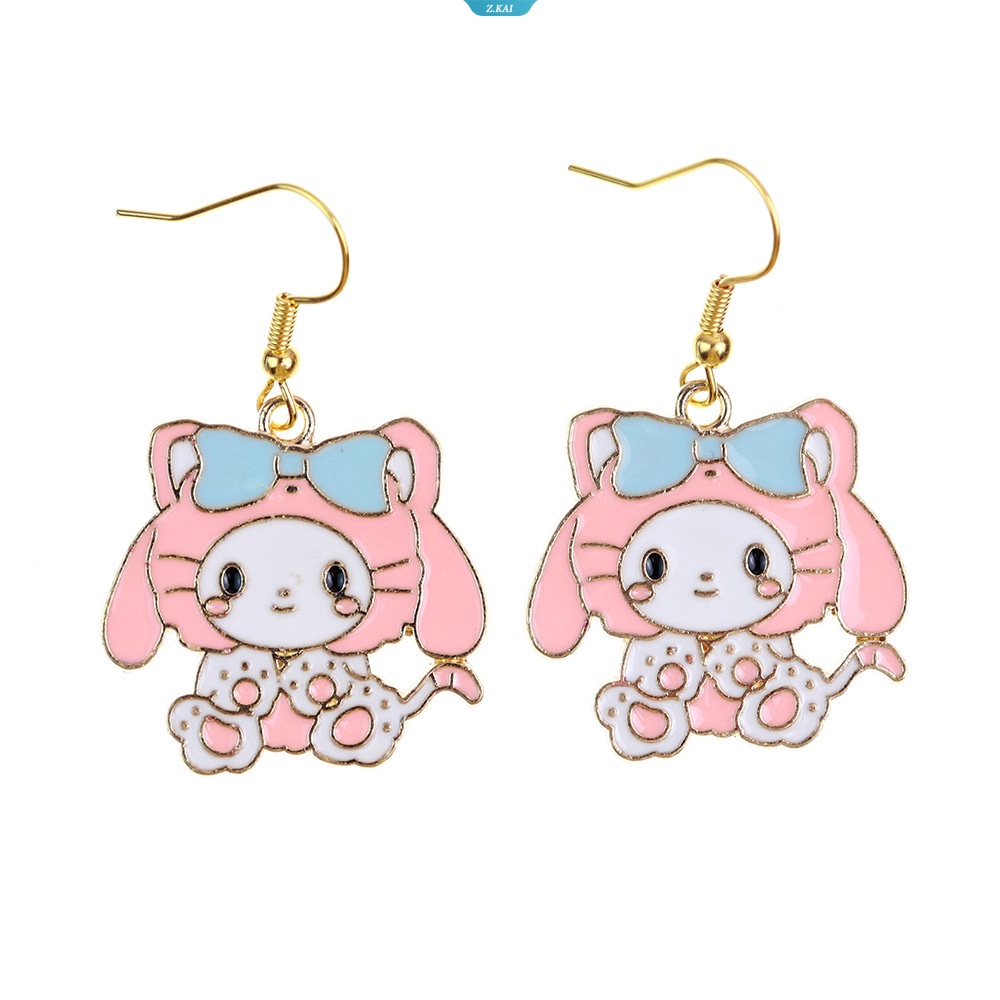 Kartun Hewan Enamel Logam Anting Liontin Kuromi My Melody HelloKitty Pochacco Cinnamoroll Earring Charm Pendant Anak Wanita Aksesoris [ZK]