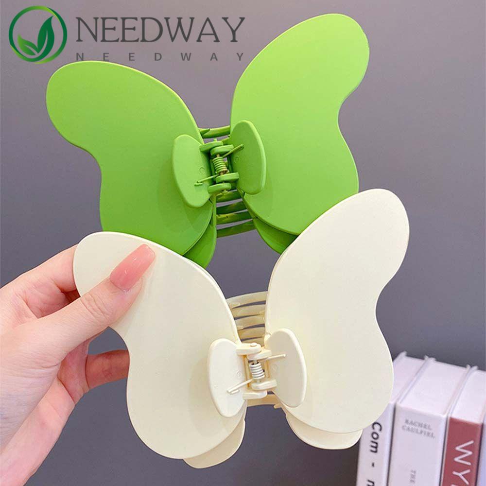 Needway   Wanita Jepit Temperamen Vintage Gadis Hadiah Aksesoris Rambut Warna Solid Lapisan Ganda Klip Rambut Besar
