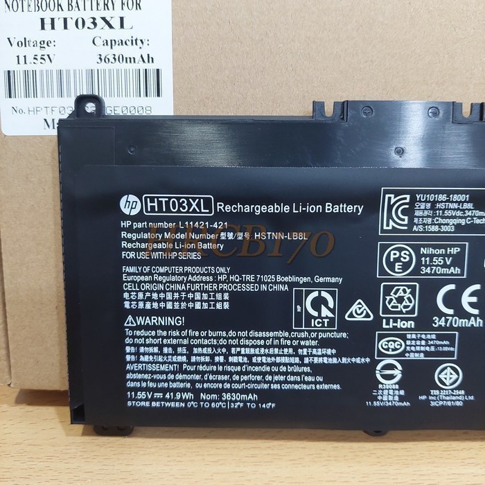 Baterai HP Pavilion 14-ce2010TX 14-ce2011TX 14-ce3010TX HT03XL -HRCB