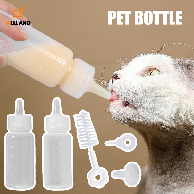 60ml Botol Memeras Makan Anak Kucing Silikon PE Berkualitas/Puppy Botol Susu Kecil Transparan Dengan Skala/Alat Botol Dot Didedikasikan Hewan Peliharaan Rumah