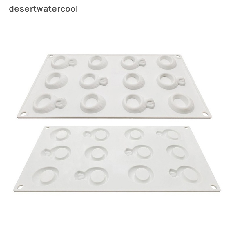 Deid 1Pc 12lubang Berlian Bentuk Cincin Silikon Cetakan Kue DIY Baking Mousse Mould Martijn