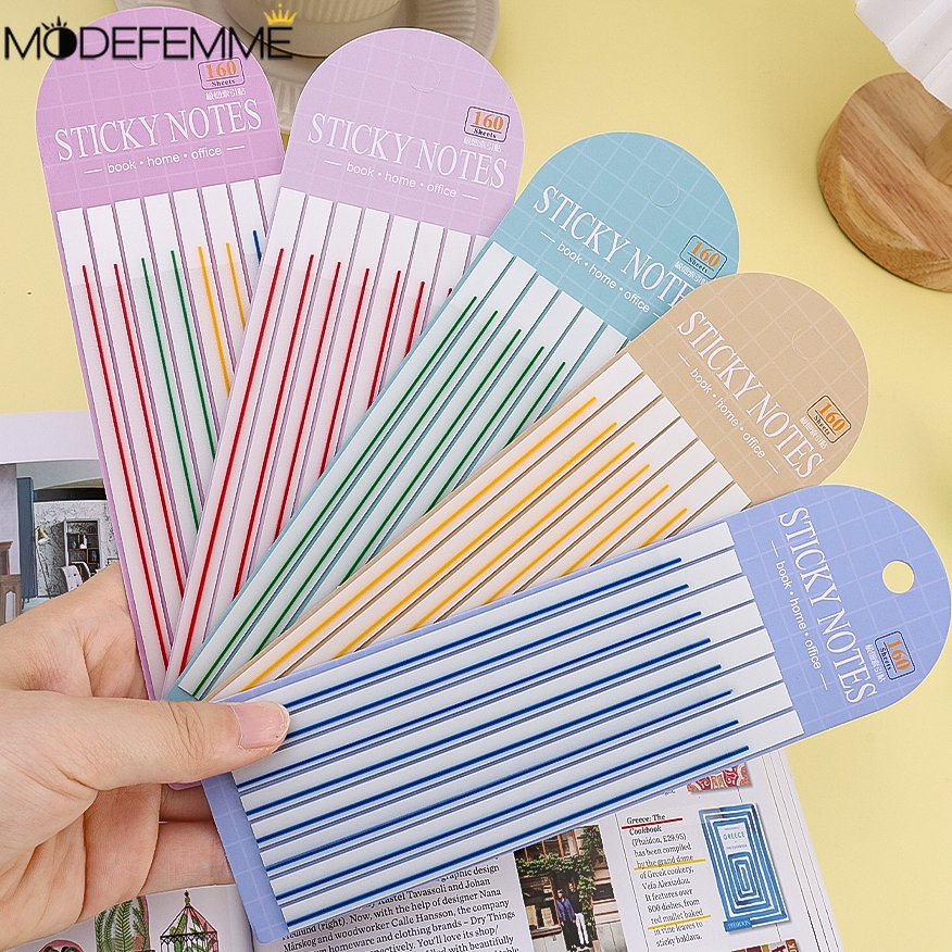 [Unggul] 1pc Alat Tulis Siswa Membaca Penanda Stiker Tab Telunjuk Transparan Strip Panjang Indeks Note Strip Super Tipis Warna-Warni Sticky Strip Perlengkapan Kantor Sekolah Sticky Notes