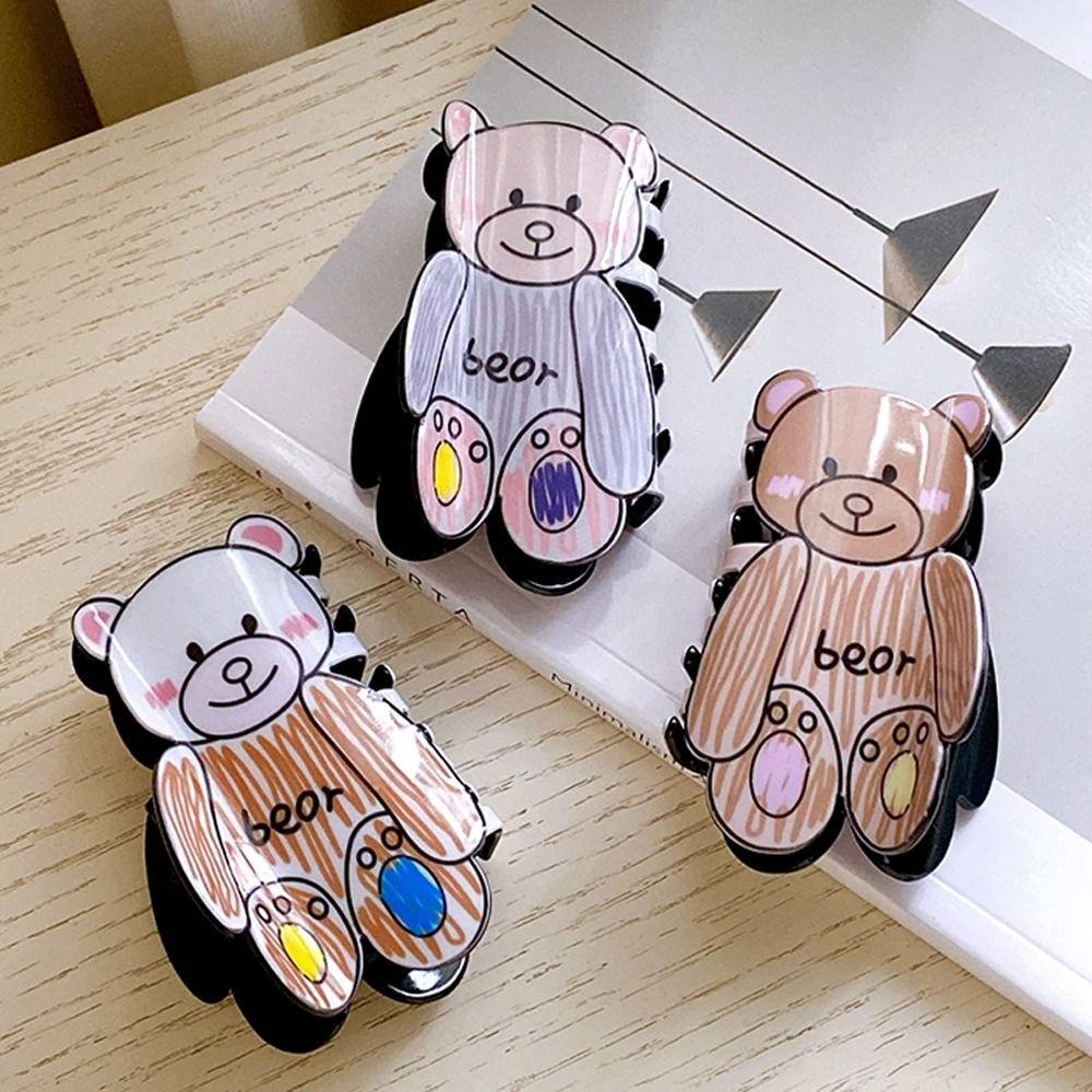 Needway  Bear Hair Claw Lucu Pesta Hewan Manis Gadis Hairgrip Elegan Ponytail Holder Ins Korea Hiu Klip