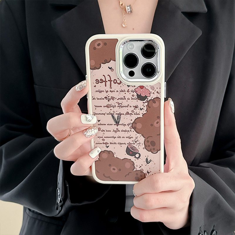 Brown Coffee Bear Soft Silicon Case HP iP iPhone 12 13 14 Pro Max 11 Girl Woman FTD Casing Apple