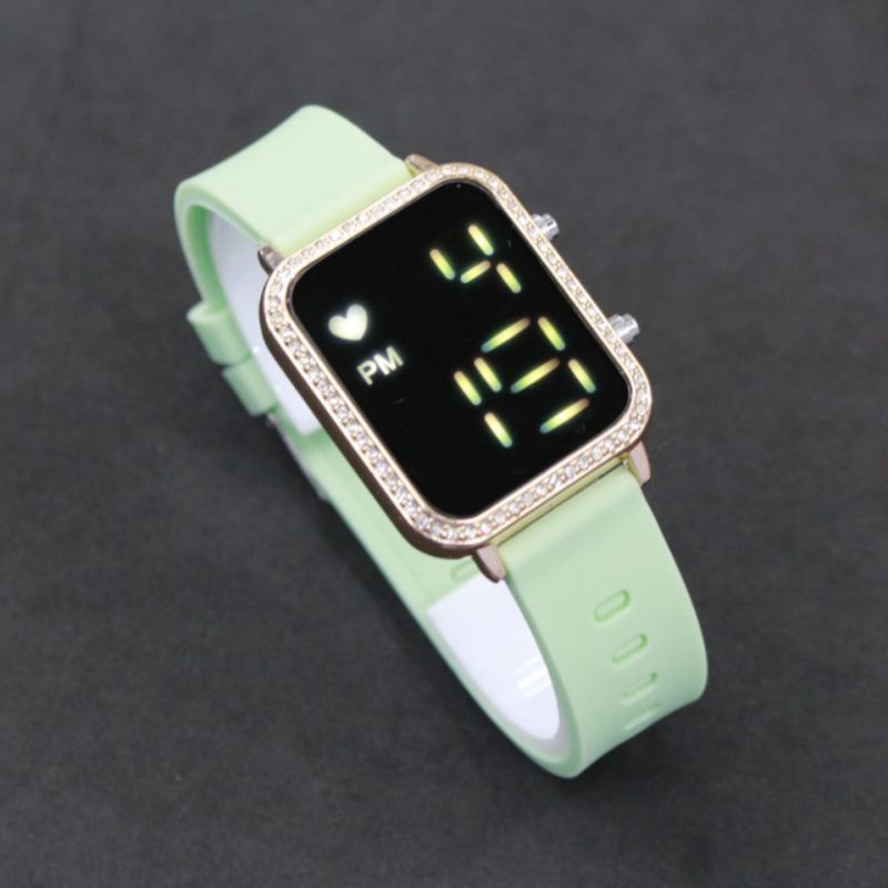 JAM TANGAN WANITA LED DIGITAL WATCH SEGI BERLIAN JSS 3647 TOP QUALITY TALI RUBBER SILICONE