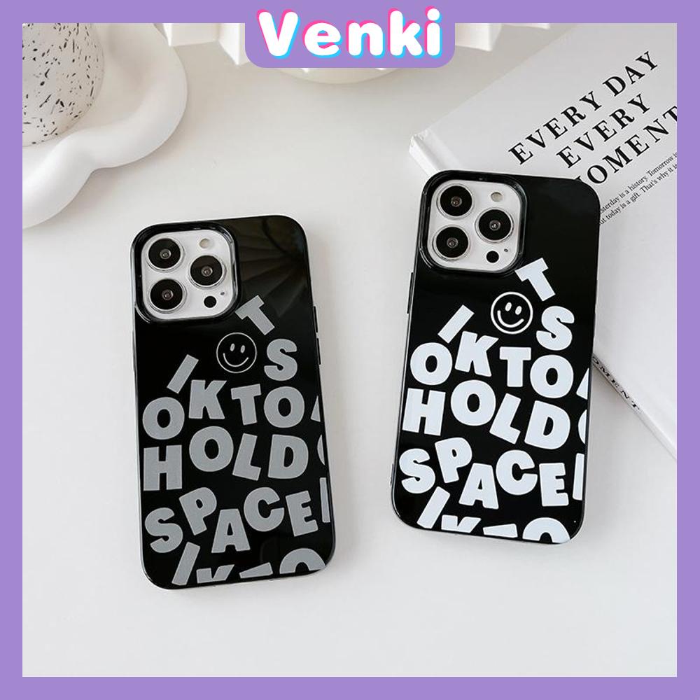 VENKI - Untuk iPhone 11 iPhone Case Hitam Glossy TPU Soft Case Tahan Guncangan Perlindungan Pompa Kamera Sederhana Alfabet Bahasa Inggris Kompatibel dengan iPhone 14 13 Pro max 12 Pro Max xr xs max