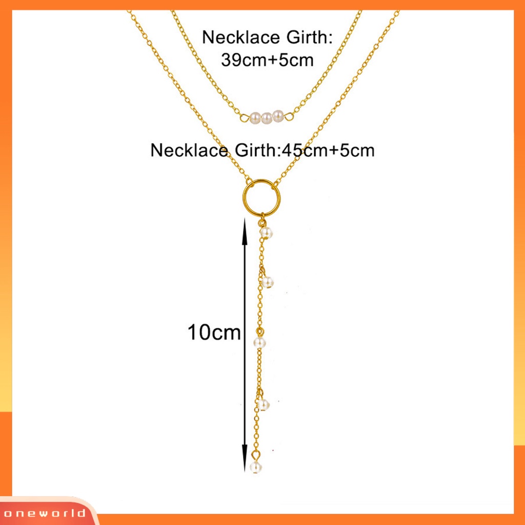 [ONE] Kalung Liontin Mutiara Imitasi Elegan Rantai Wanita Rumbai Rantai Manik-Manik Panjang Untuk Hadiah
