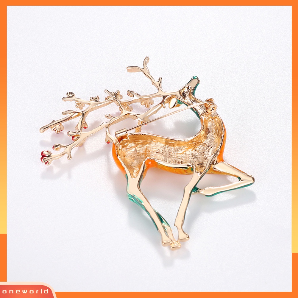 [ONE] Wanita Warna-Warni Elk Rusa Hewan Alloy Bros Pin Lencana Korsase Kerah Jas Dekorasi