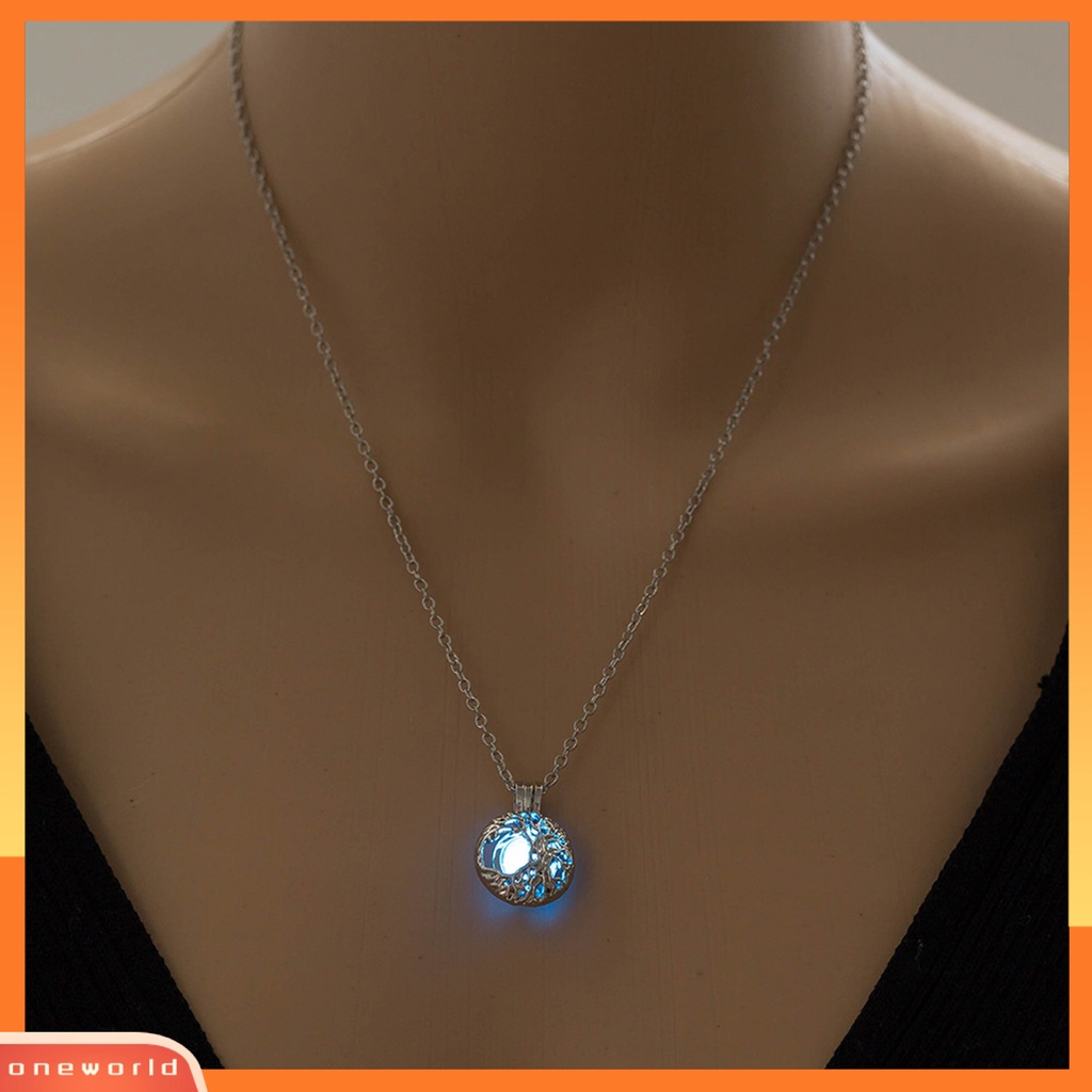 [ONE] Pohon Bentuk Liontin Pesona Kalung Dibuka Paduan Bercahaya Batu Berongga Wanita Kalung Perhiasan Aksesori