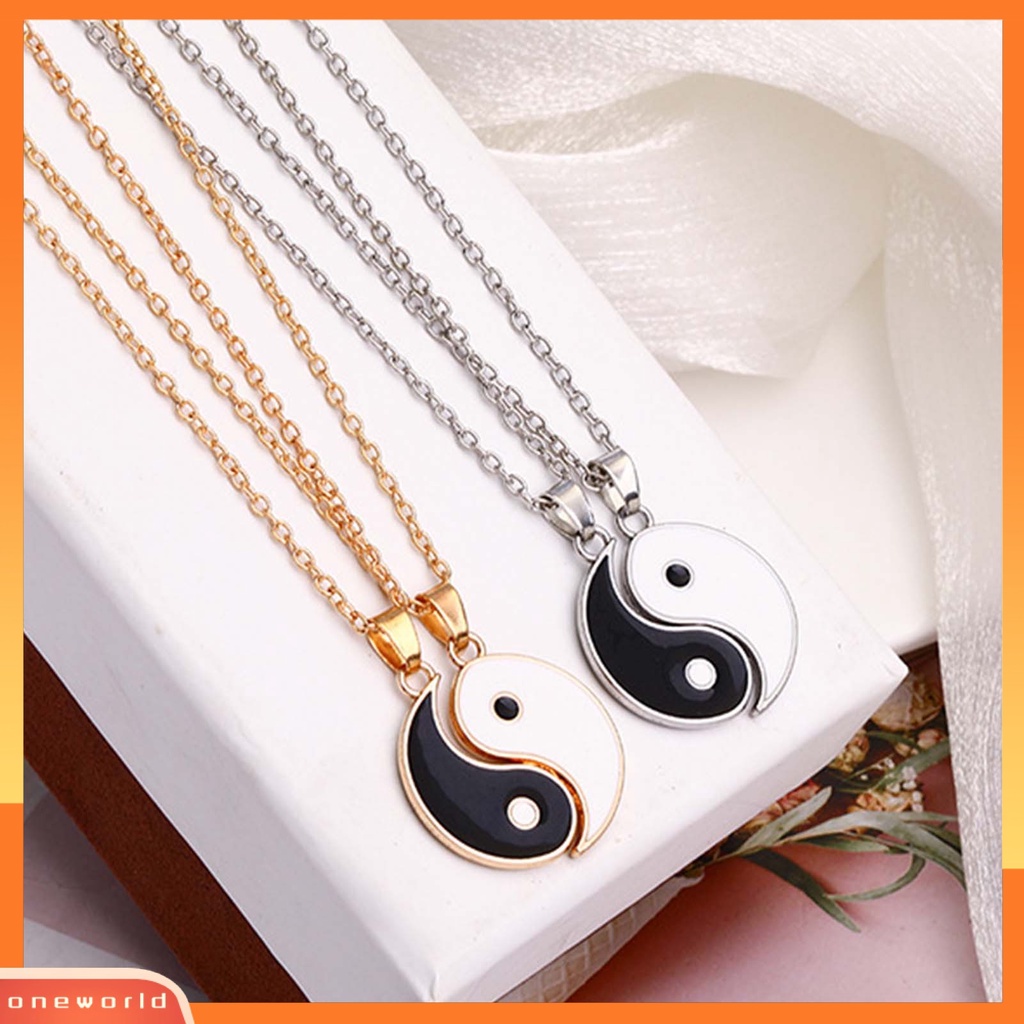 [ONE] 2pcs/set Kalung Rantai Tai Chi Liontin Pasangan Memorial Stainless Untuk Hadiah