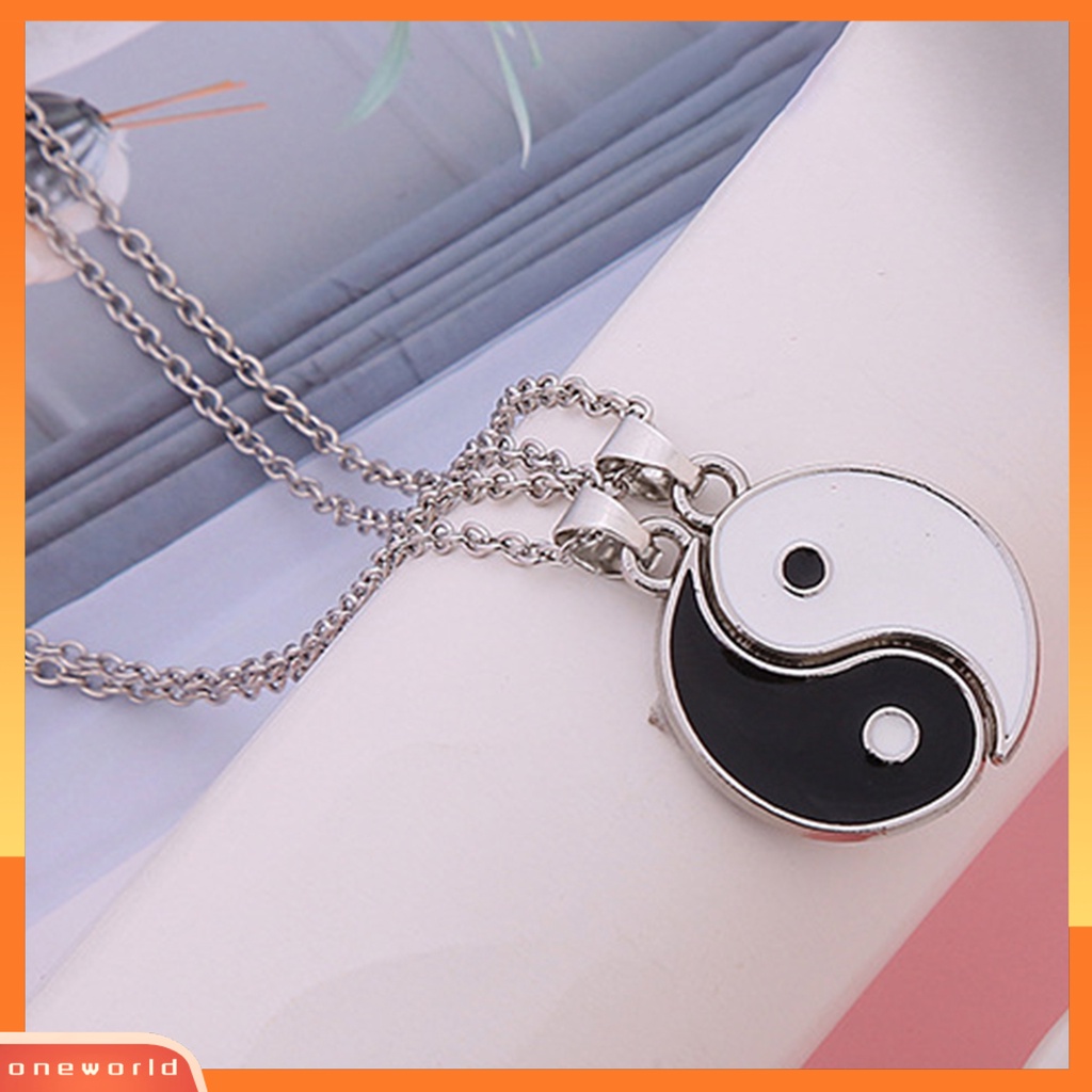 [ONE] 2 Pcs Kalung Pasangan Sederhana Tradisional Hadiah Tai Chi Pola Kekasih Kalung Fashion Perhiasan