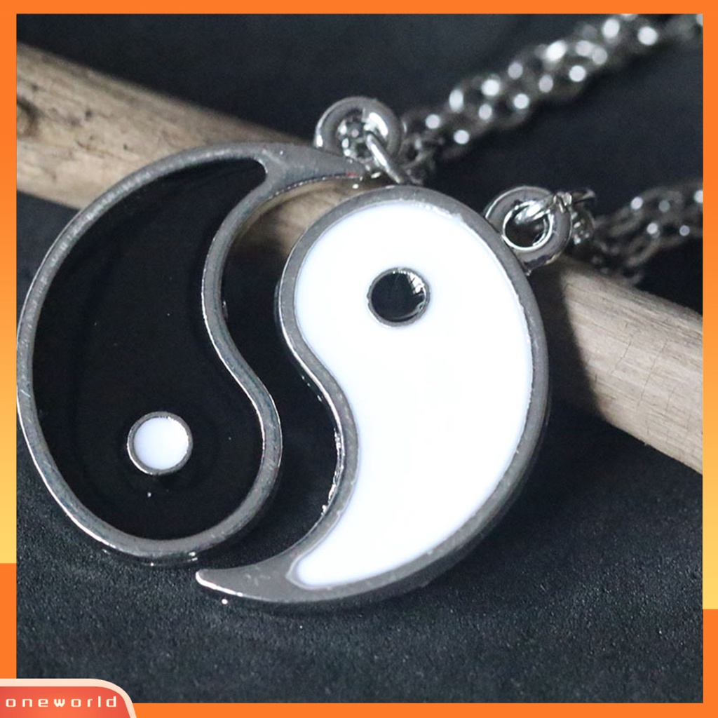 [ONE] 2 Pcs Kalung Pasangan Retro Tradisional Hadiah Besar Pola Tai Chi Persahabatan Kalung Perhiasan Fashion