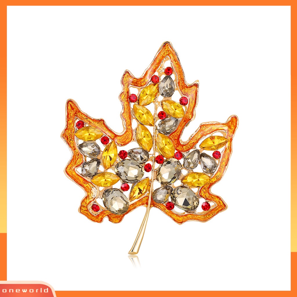 [ONE] Wanita Bros Maple Leaf Rhinestones Lucu Menetes Minyak Dicat Bros Untuk Wanita