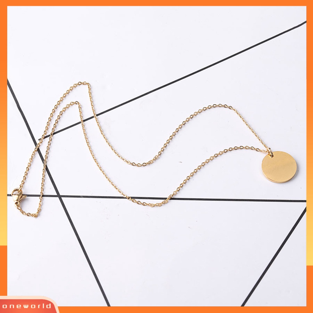 [ONE] Unisex Kalung Bulat Liontin Permukaan Halus Pria Wanita DIY Kilau Cerah Liontin Kalung Perhiasan Hadiah