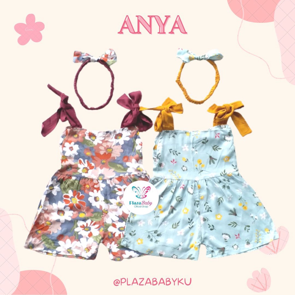 PROMO 7.7 plazababyku JUMPSUIT ANYA setelan anak perempuan jumper bayi motif bunga lucu free headband BUBIBEE