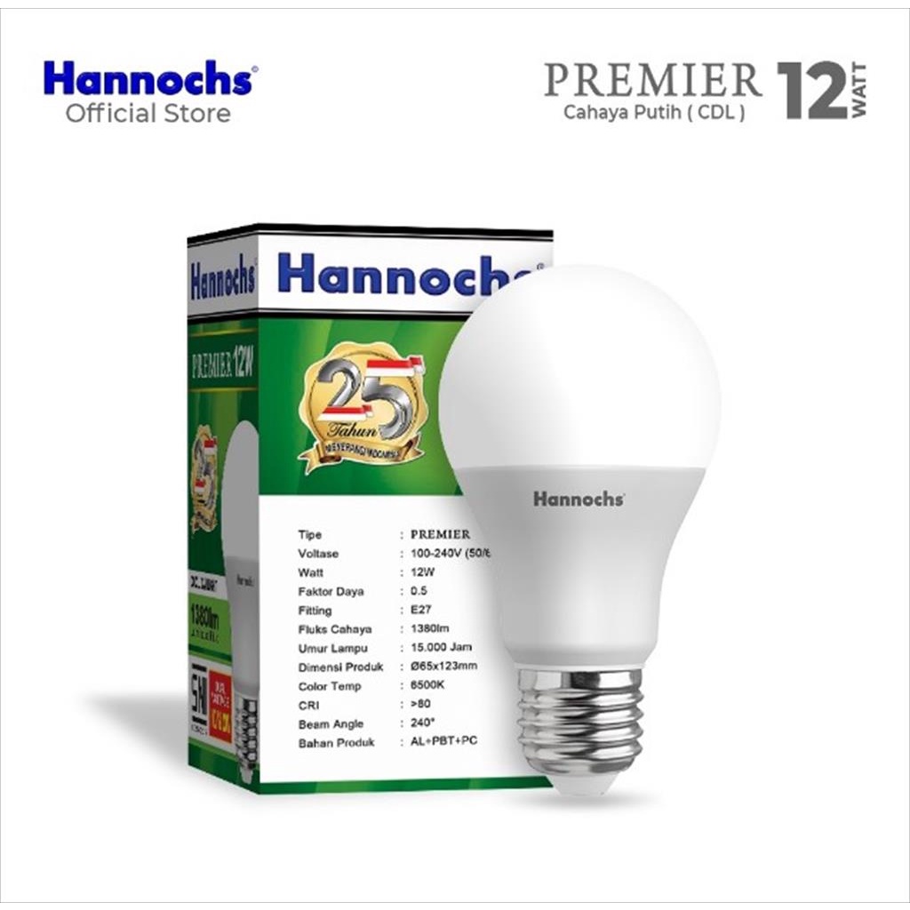 HANNOCHS Lampu LED Premier 12W - 12 Watt Cahaya Putih 6500K