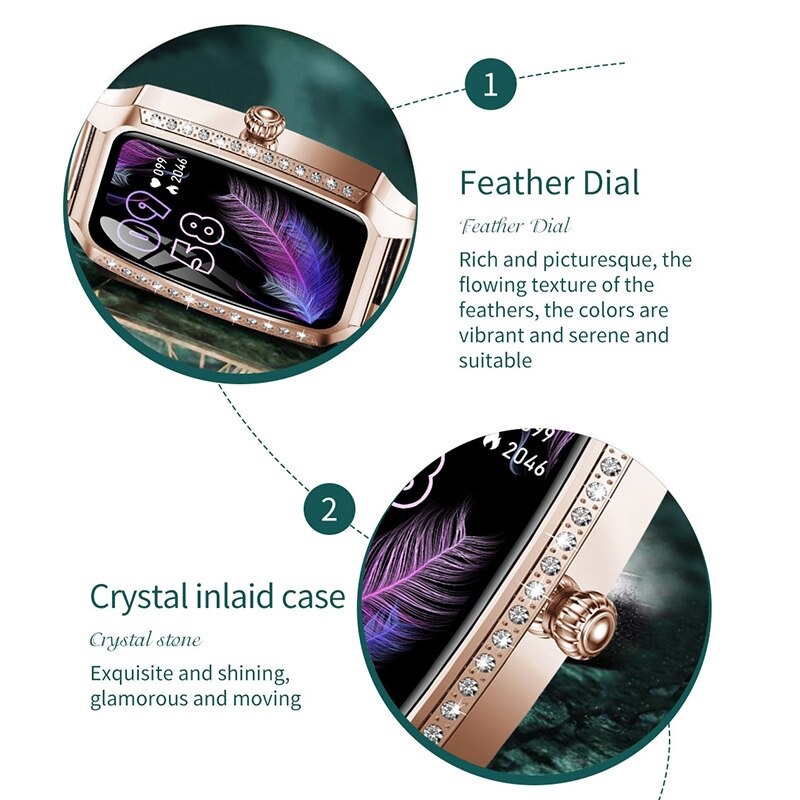 431 NORTH EDGE H8S Ladies Smartwatch Diamond Luxury HR SpO2 Sensor IP68