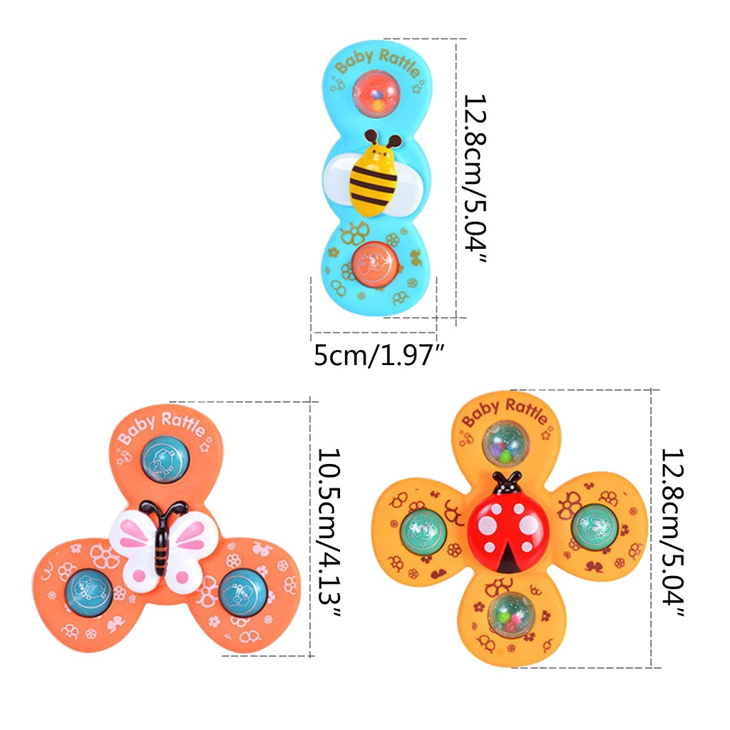 3pcs/set Bayi Lucu Sucker Spinner Suction Cup Kartun Kerincingan Fidget Mainan Edukasi Untuk Anak Laki-Laki Perempuan